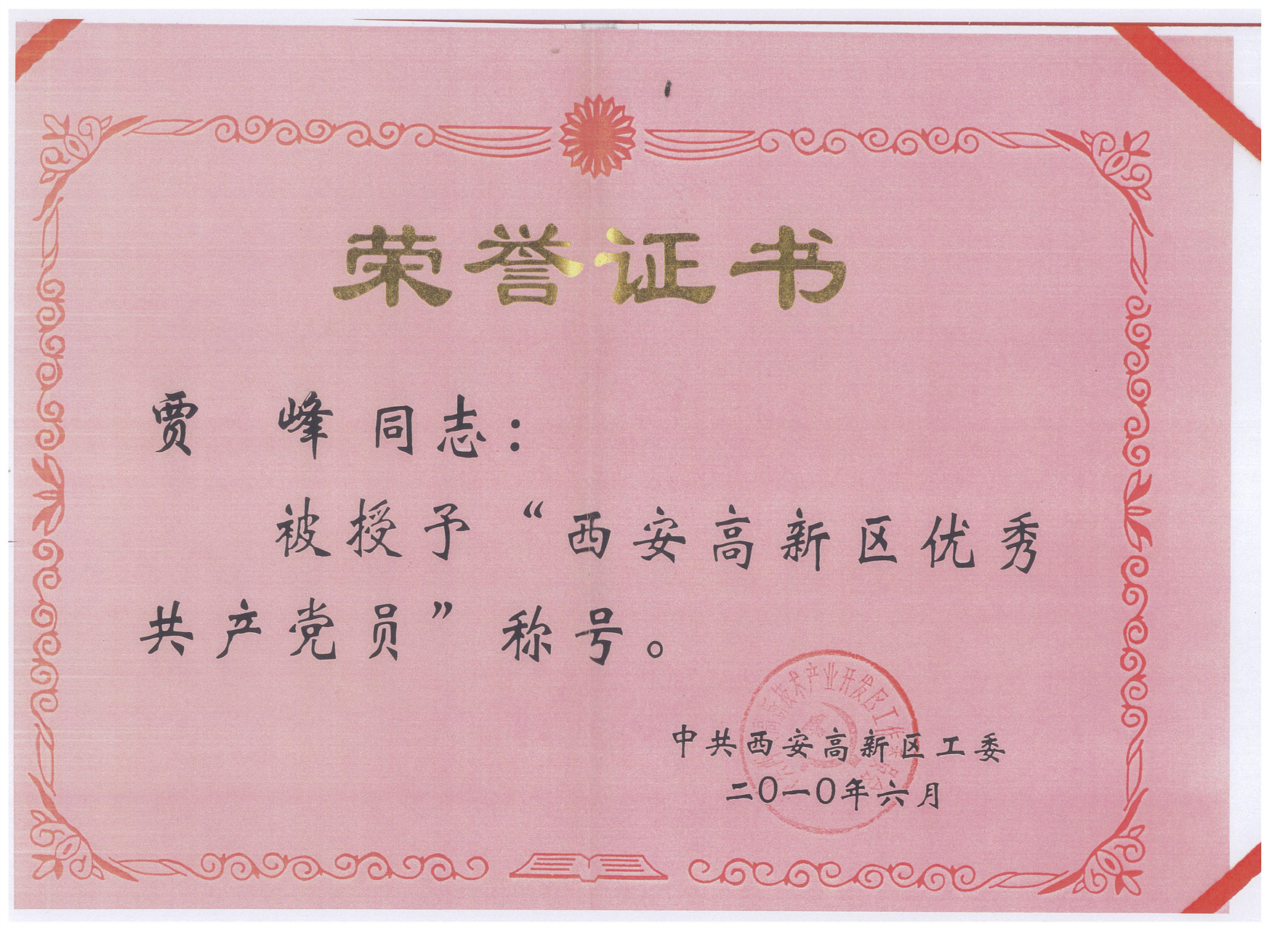 西安市高新区优秀共产党员